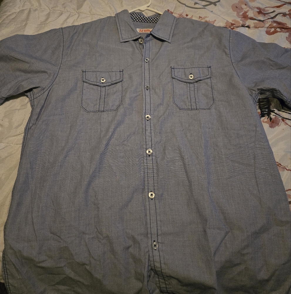 Michael Brandon Blue Casual Button Down Shirt